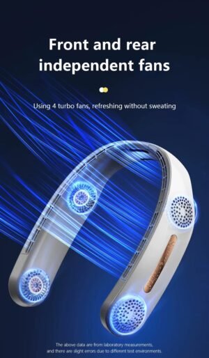 Hanging Neck Electric Fan USB Folding Leafless