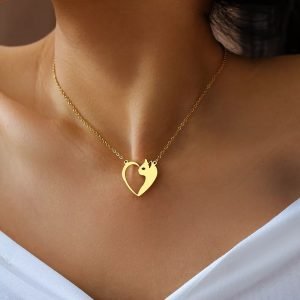 Women’s Fashion Stainless Steel Cat Pendant Necklace