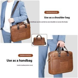 Men’s Official Document Leather Casual Computer Bag Shoulder Crossbody