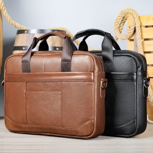 Men’s Official Document Leather Casual Computer Bag Shoulder Crossbody