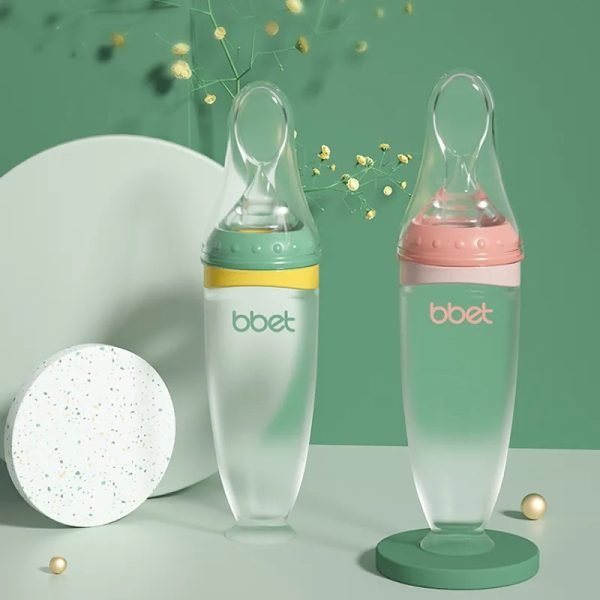 BBET BPA Free Toddlers Training Feeding Silicone Soft Tip Shape Baby Spoon