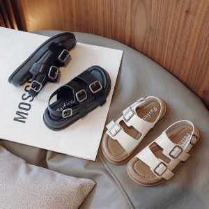 Children’s Sports Sandals Beige Open-toe Boys Girls Beach Shoes Black