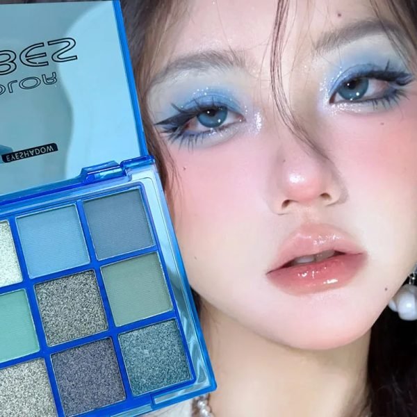 9 Colors Blue Eyeshadow Palette Matte Pearlescent Waterproof
