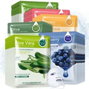 30PCS Honey Facial Mask Blueberry Pomegranate Aloe Plant Algae