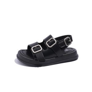 Children’s Sports Sandals Beige Open-toe Boys Girls Beach Shoes Black
