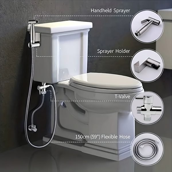6pcs/Set Stainless Steel 304 Toilet Bidet Sprayer