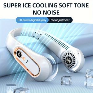 1pc Vaneless Hanging Neck Fan, Portable USB Cooler Fan