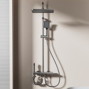 Digital Display Gun Gray Shower Set With LED Ambient Light
