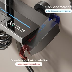 Digital Display Gun Gray Shower Set With LED Ambient Light