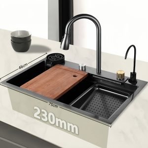 Classic Style Rectangular Bowl Kitchen Sink with Faucet