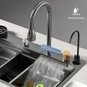 Classic Style Rectangular Bowl Kitchen Sink with Faucet