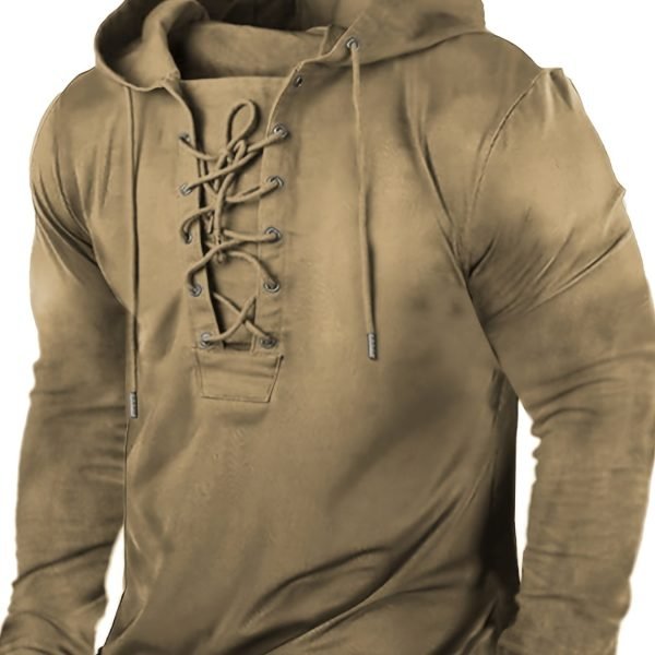 Tie DyeLace Up Hoodie, Men's Casual Pullover Hooded Sweatshirt
