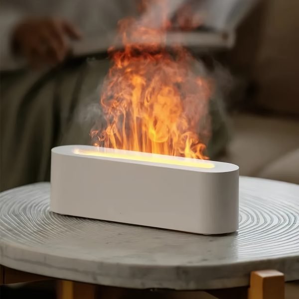 Set, Simulated Flame Humidifier With Colorful Atmosphere Light