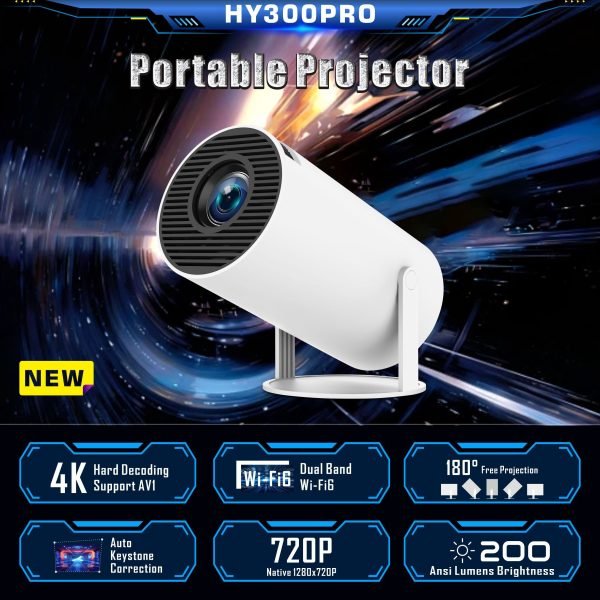2024 New HY300 Pro Projector 4K Android 11.0, Lighter And More Portable
