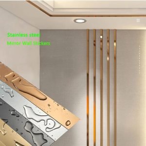 1 Roll Gold Wall Sticker Stainless Steel Flat Decorative Lines Titanium