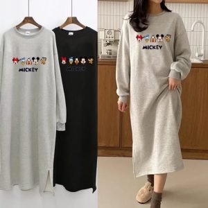 Women’s Knee-length Fleece-lined Dress New Style Thickened Long
