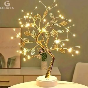 LED Rose Leaf Table Lamp USB Christmas Tree Fairy Light Night