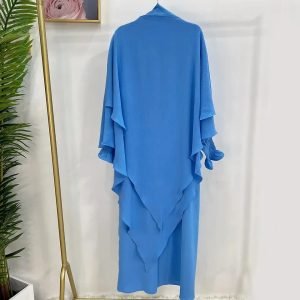 Ramadan Abaya and Long Khimar Dress Jilbab Set Eid Muslim Prayer