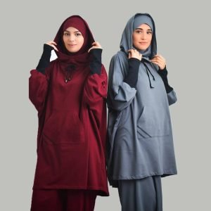 Women’s Hooded Sports Suit Muslim Hijab Dress Eid Prayer Wear