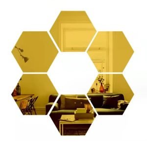 6/12pcs 3D Hexagon Mirror Wall Sticker Rose Gold TV Background Living