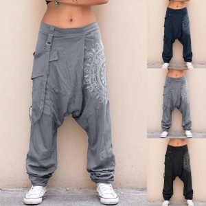 Men Women Low Rise Retro Print Saggy Baggy Trousers Casual Hip-hop cargo pants Streetwear