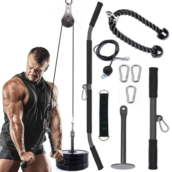 Fitness DIY Pulleys Rotatable Steel Wire Rope Roller Slide Muscle Bodybuilding