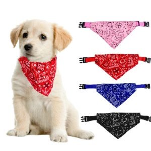Pet Dog Neck Scarf Puppy Cat Dog Collar Bandana Collar Scarf with Leather