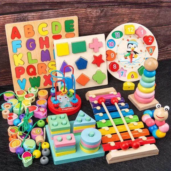 Montessori Wooden Toys 3 Years Boy Girl  Baby Development Games Wood Puzzle