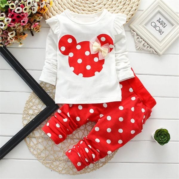Stumbling toddler girl cartoon long sleeved set T-shirt+pants 2-piece children's fashion baby