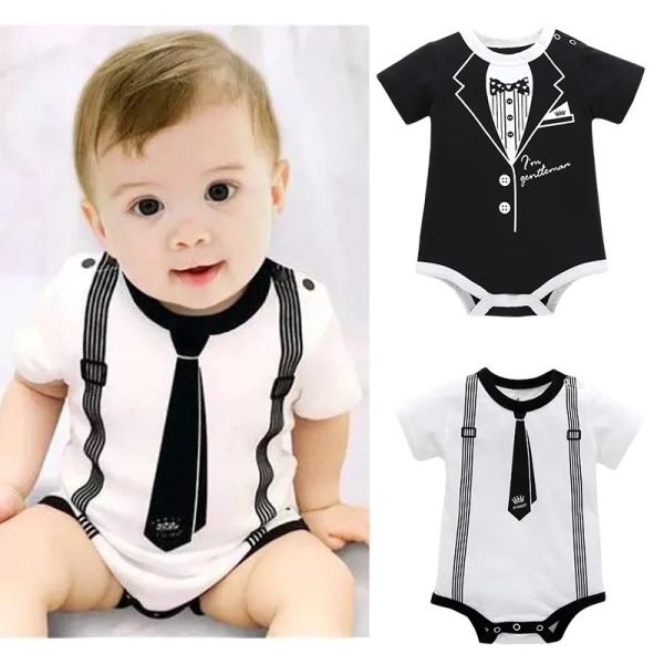 Newborn Baby Clothing Summer Gentleman Rompers 0-12M Infnat Boys Cotton