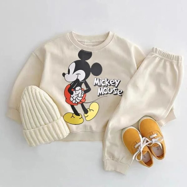 Mickey Mouse Printed Sweatshirts Sets Child New Style O-neck Hoodies +Trousers Baby