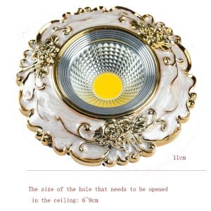 Art Deco Resin Golden Flower Pattern Cob Led Downlight 3W 5W 7W