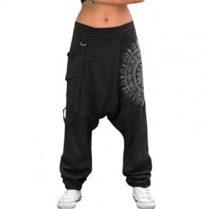 Men Women Low Rise Retro Print Saggy Baggy Trousers Casual Hip-hop cargo pants Streetwear