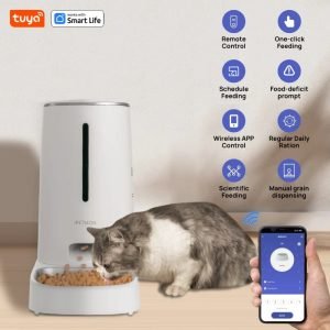 Wi-Fi Enabled 4L Pet Feeder for Cats and Dogs,APP Control,Stainless Steel Bowls