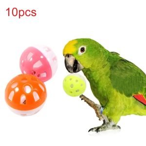 10pcs Pet Parrot Toy Colorful Hollow Rolling Bell Ball Bird Toy Parakeet Cockatiel