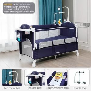 Baby Multifunctional Crib 0~6 Years Old Baby Bed, Baby Rocker, Diaper Changing Table