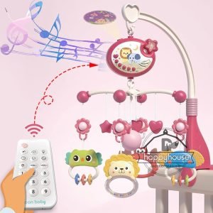 Baby Crib Mobile with Lights Music  Projection for Infants 0-6 Months Remote Control