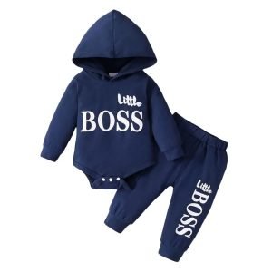 0-24 Months Newborn Baby Boy 2PCS Clothes Set Letter print Long Sleeve Hoodie