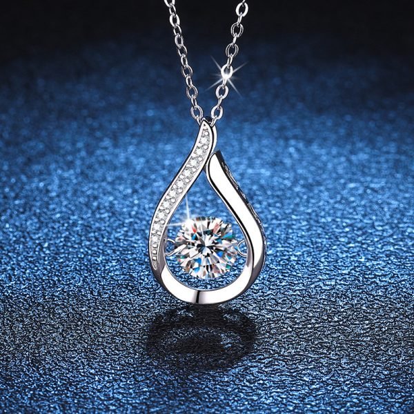 AuraBling Unisex S925 Sterling Silver Water Drop Shape Pendant Necklace