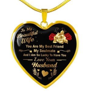 To My Wife You Are My Best Friend I Always Love You Heart Pendant