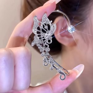Piece Exquisite Butterfly Design Full Shiny Rhinestone Inlaid Ear Wrap Elegant