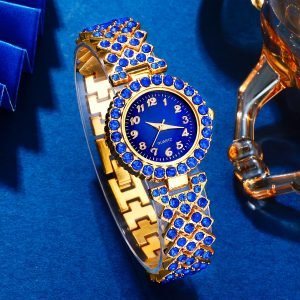 Luxury Rhinestone Quartz Watch Klein Blue Fashion Wrist Watch Synthetic Gem