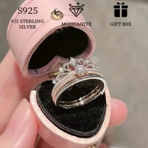 Moissanite Ring Sterling Silver Crown Shape Perfect Gift For Your Love Women’s