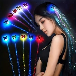LED Glitter Wig Flash Braids Colorful Butterfly Lights Braids Wig Birthday Party