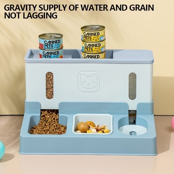 Automatic Cat Feeder and Water Dispenser Set, 2-in-1 Pet Feeding Bowl and Water Station