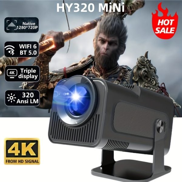 Popular HY320 Mini Projector 4K Ultra HD, Android 11.0, Lightweight And Portable 720P