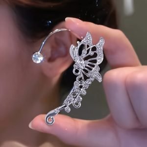 Piece Exquisite Butterfly Design Full Shiny Rhinestone Inlaid Ear Wrap Elegant