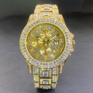 PLADEN Men’s Luxury Bling Iced Out Watch, Rhinestone Covered, Quartz Movement