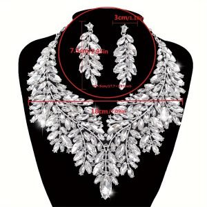 Boho Luxury 3-Piece Bridal Jewelry Set, Silver Plated Zinc Alloy with Artificial Crystal