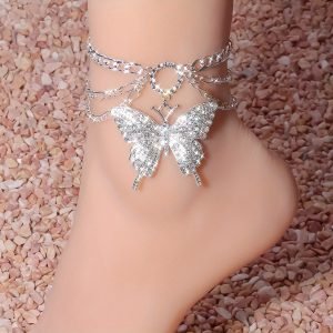 Multi-layer Big Butterfly Anklet Punk Style Ankle Bracelet Women Wedding Accessories